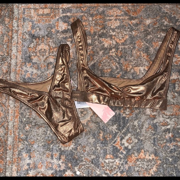 ❌ SOLD ❌ NWT GOLDEN RULE RIBBED BIKINI SET - Bronze - Picture 7 of 9